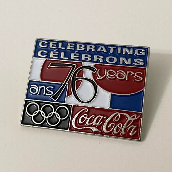 Vtg Coca Cola Celebrating 76 Years Olympic Pin - Picture 1 of 8